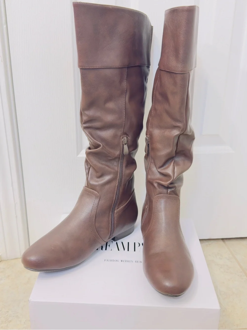 Women's Tall Brown Leather Riding Boots